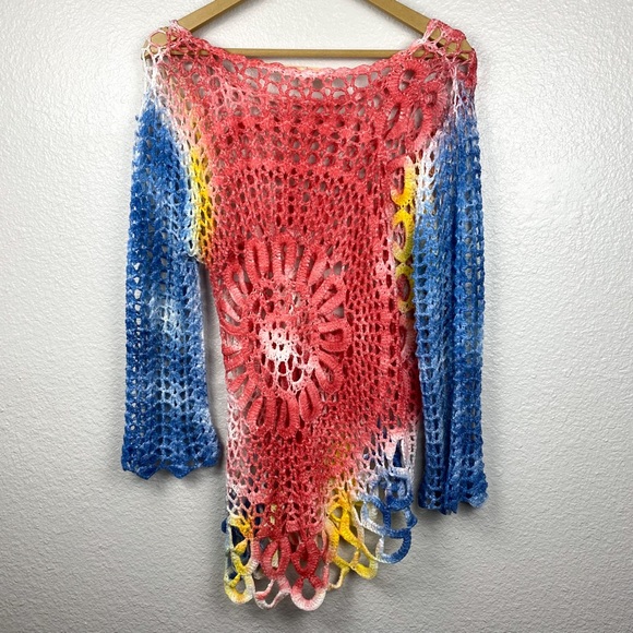 Boston Proper Crochet Knit Tie Dye Asymmetric Top - Picture 9 of 11